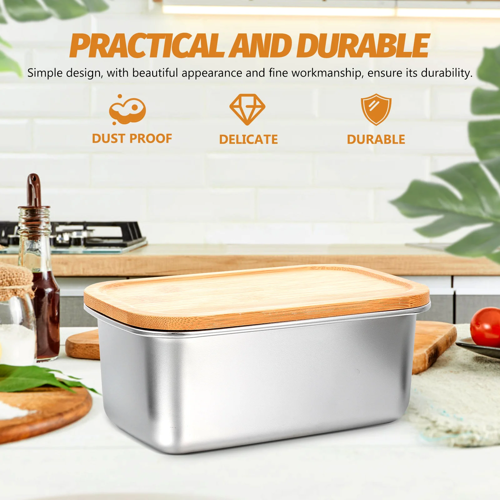

Stainless Steel Food Storage Box Household Bento Case Multi Function Portable Lunch Box Sealed Cover Moisture Proof Dust Proof