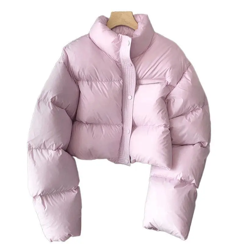 Short Standing Collar Cotton Jacket for Women in Winter 2025, Fashionable Thick Bread Jacket, Sweet Cotton Jacket, Casual Jacket