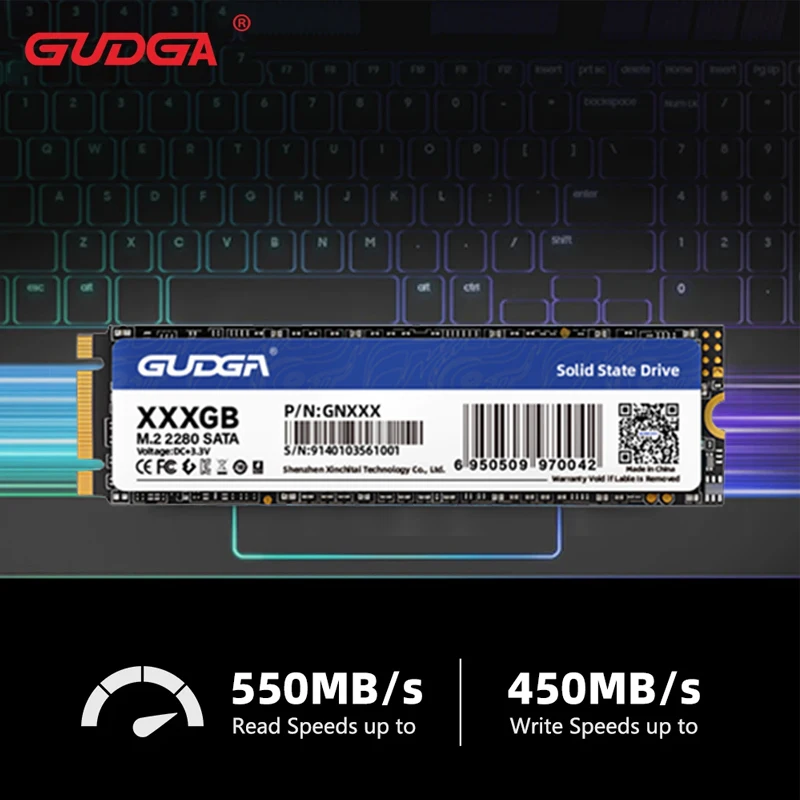 GUDGA M2 NGFF SATAIII SSD M.2 2280 mm 512 Go 1 To 2 To 4 To 128 Go 256 Go Disque dur interne HDD SATA pour ordinateur portable de bureau Disque dur Disque Ordinateur Accessoire de stockage SSD 128 Go 500 Go 240 Go