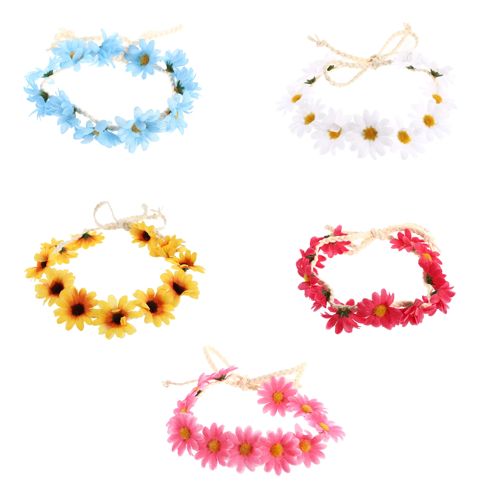 

5pcs Garland Headband Women Flower Accessories Bridal Hairpiece Fabric Bridesmaid Adjustable Elegant Hoop Headwear