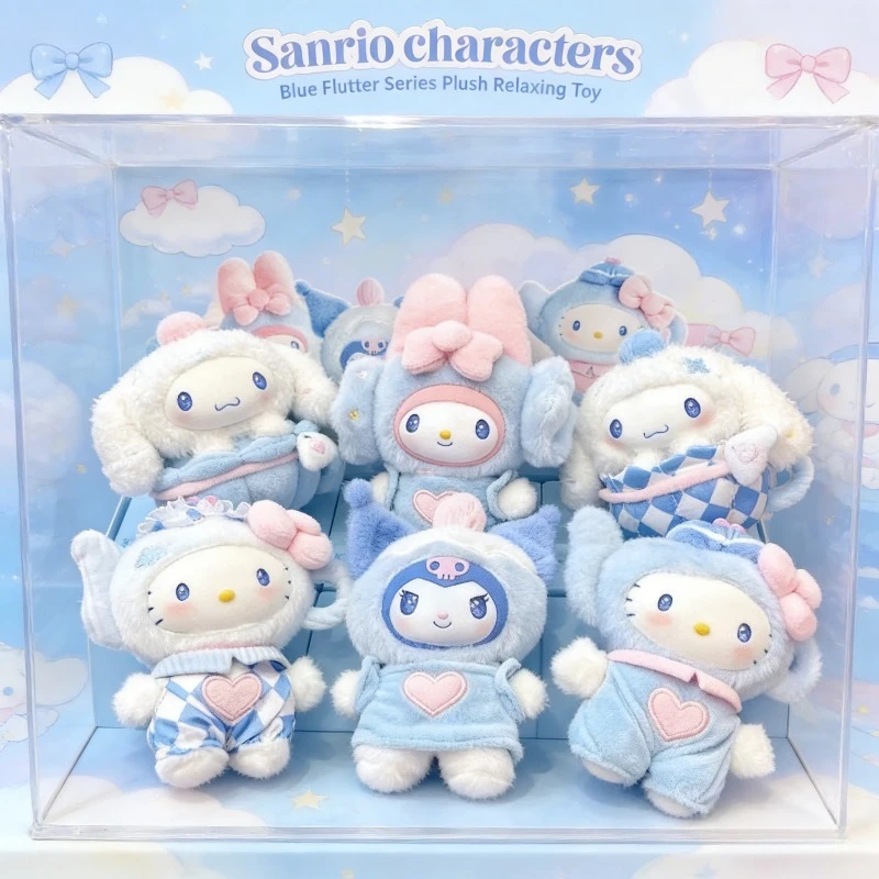 

Cartoon Sanrio Blue Flutter Series Vinyl Plush Blind Box Cute Hello Kitty Kuromi Cinnamoroll Trendy Keychains Bag Pendant Gifts