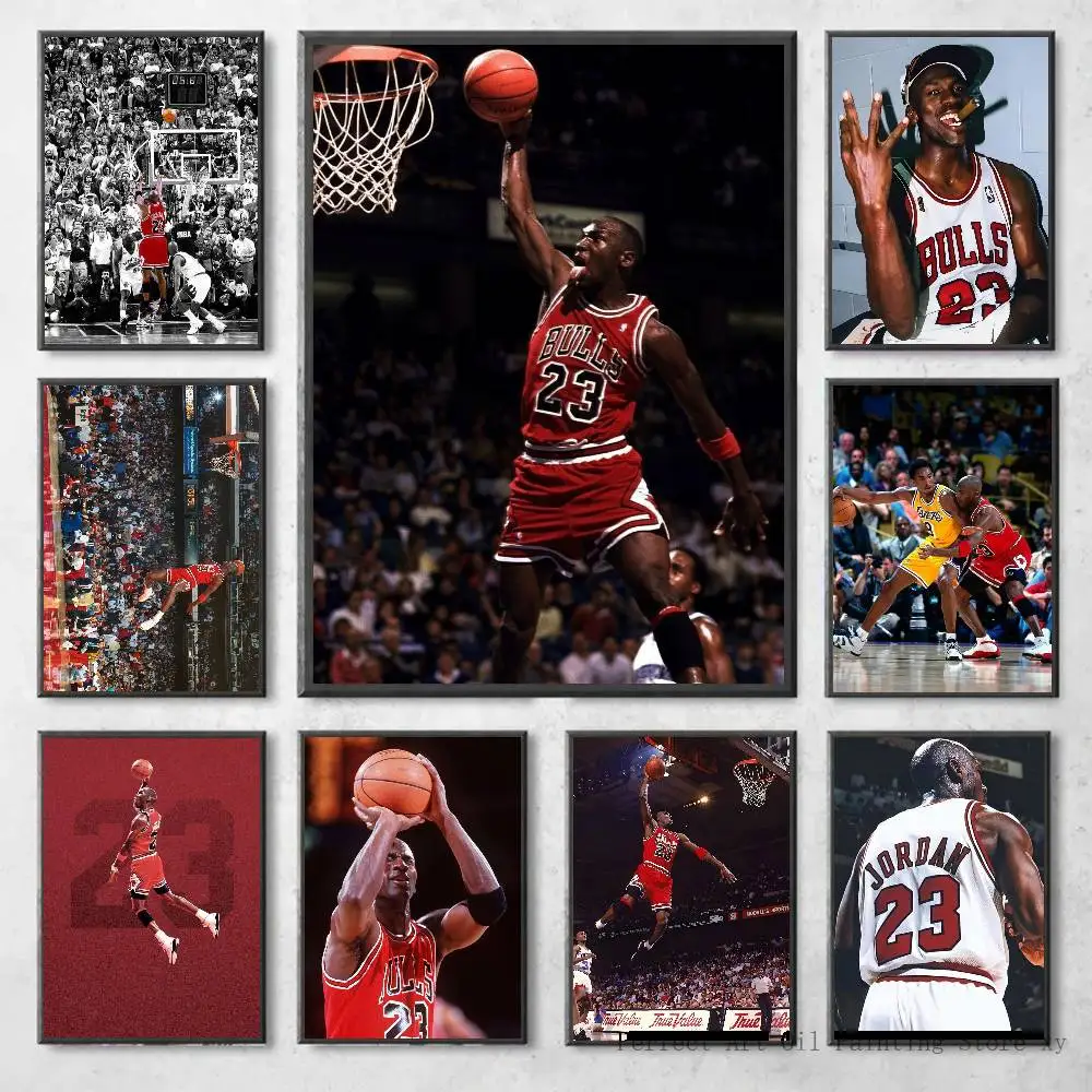 Póster autoadhesivo de M-Michael j-jordan, pegatina de papel impermeable para decoración de pared de habitación, cafetería, Bar, 1 ud.