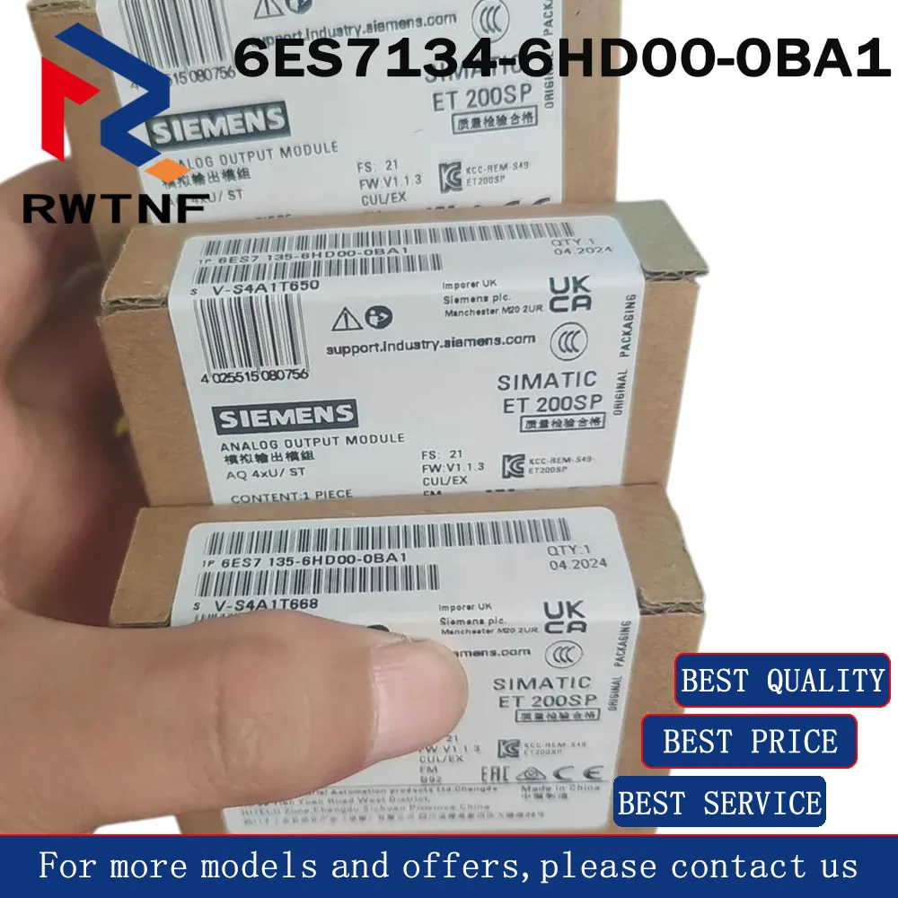 Módulo de saída analógica SIEMENS ET200SP 6ES7134-6HD00-0BA1, novo e original, 100% original em estoque.
