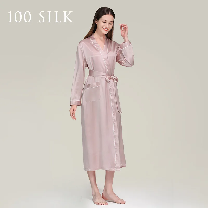 

Высококачественная натуральная пижама 19Momme из натурального шелка, женская пижама с длинным рукавом, Новое поступление 2024, домашняя одежда