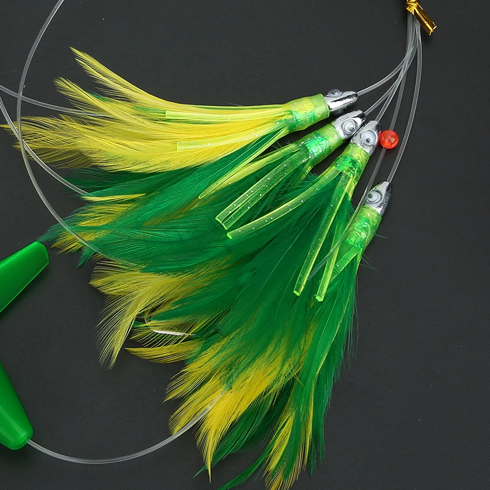 Durable Feather Chain Fish Lure Assorted Colors Feather Trolling Skirt Tuna Lure With Bird Teaser High Quality