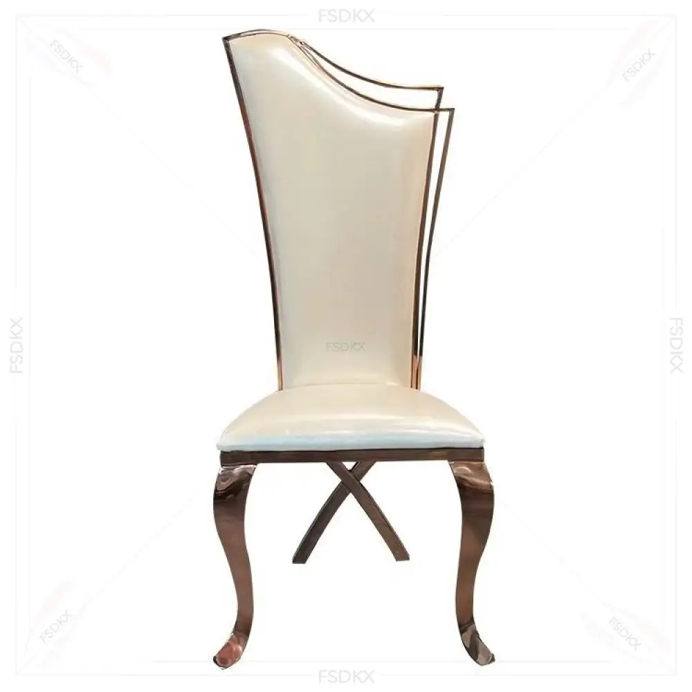 Luxury High Back Dining Chairs Gold and White Stainless Steel for Wedding Parties Hotel Receptions Wholesale Available