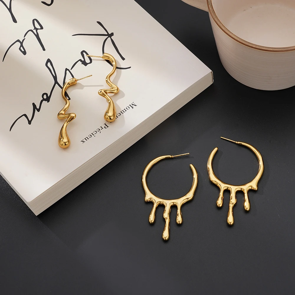 Fashion Simple Round Hollow Jewelry Earrings 316l Stainless Steel 18kpvd Gold-Plated Waterproof Eardrop Accessories 2024 New