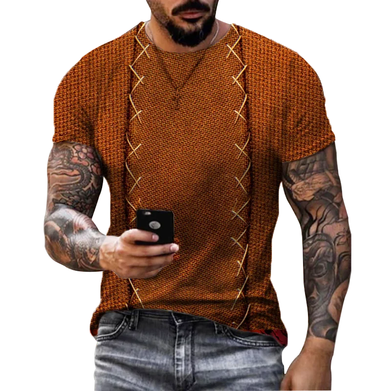 Funny Men'S T-Shirt 3D Printed T Shirts Oversized Loose Short Sleeve Summer Men Clothing Vintage Street Solid Pattern Tees Tops