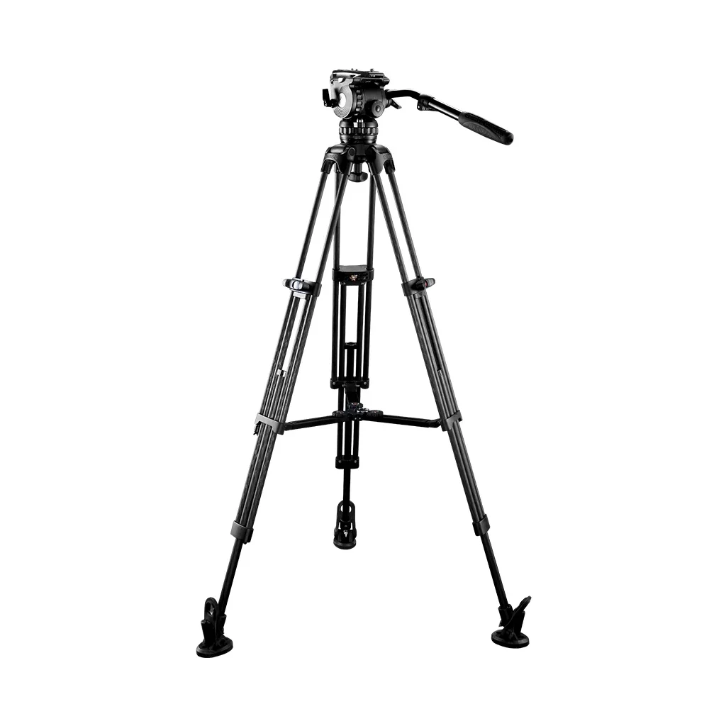 

E-IMAGE EG06C2 Adjustable Fluid Pan 75mm Bowl Size 2-stage Carbon fiber Studio Tripod light with stand phone