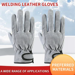 1 par de guantes de trabajo, guantes de soldadura de piel de vaca, guantes de soldadura resistentes al calor y de seguridad, guantes de trabajo de Seguridad para soldadores