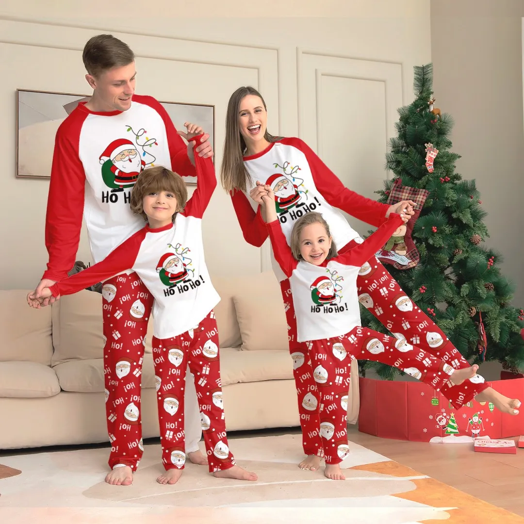 

Family Christmas Look Pjs Santa Hohoho Print Adults Kids Matching Outfits Cute Soft Pajamas Set Baby Romper New Year's Clothes