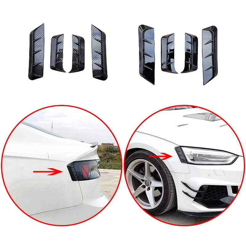 For Audi A5 S5 S-line 2017-2022 High Quality ABS Car Headlight  Rear Light Trims Eyelid Eyebrows Glossy Black Carbon Fiber Look