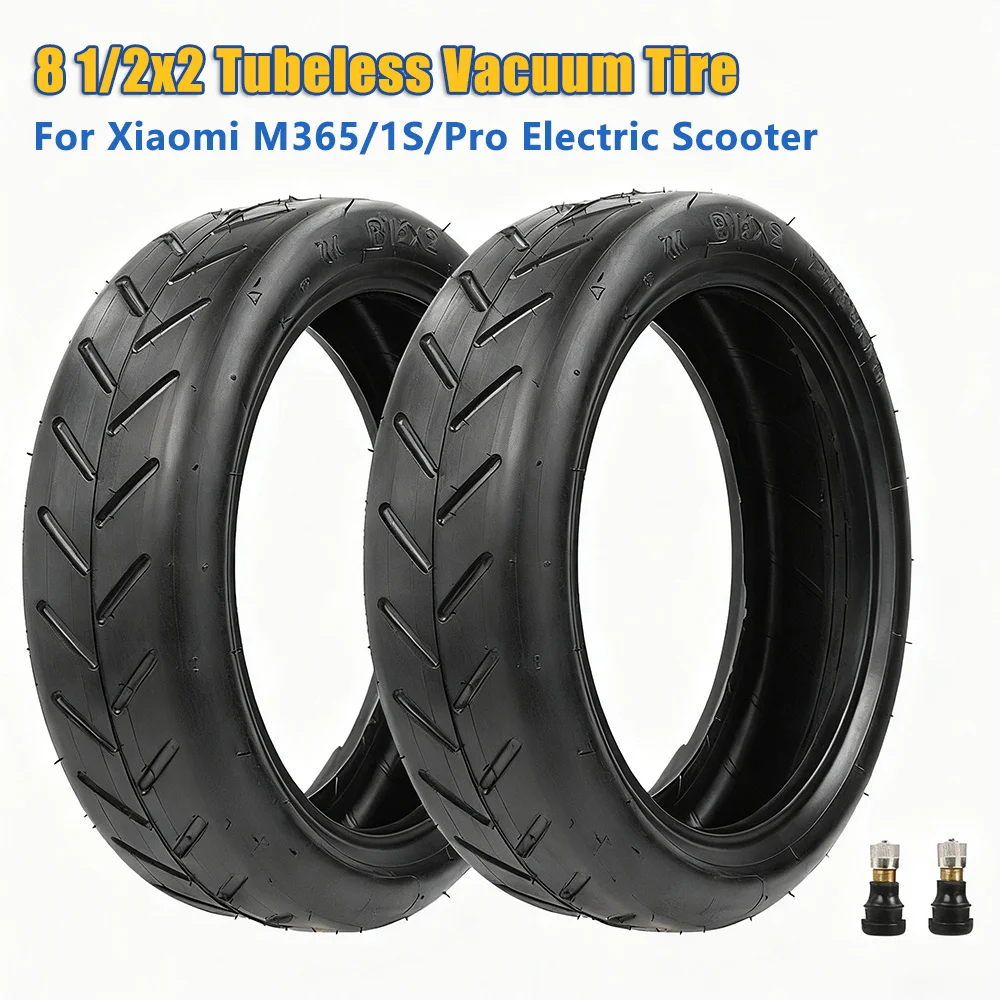 

8 1/2x2 Tubeless Vacuum Tire with Valve 8.5-Inch Front Rear Replacement Tyre for Xiaomi M365 1S Pro Scooter 8.5x2 Wheel Tires