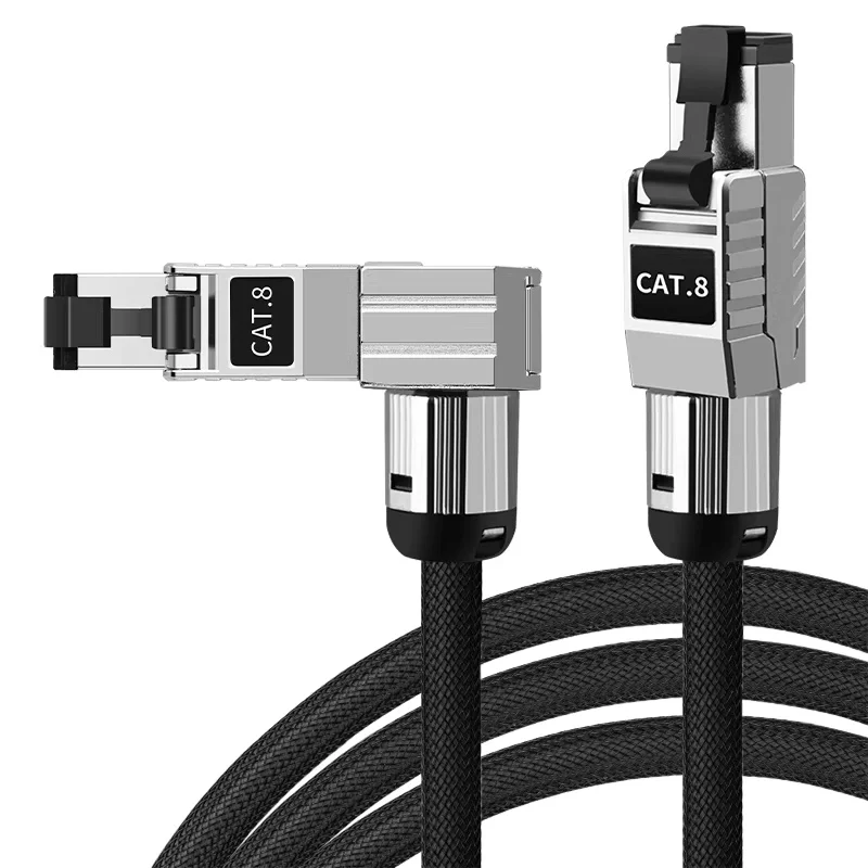 90 Degree Cat8 Ethernet Patch Cable S/FTP Double Shielded Solid Cable 40Gbps 2000Mhz Internet LAN Network Cord For Laptop Router