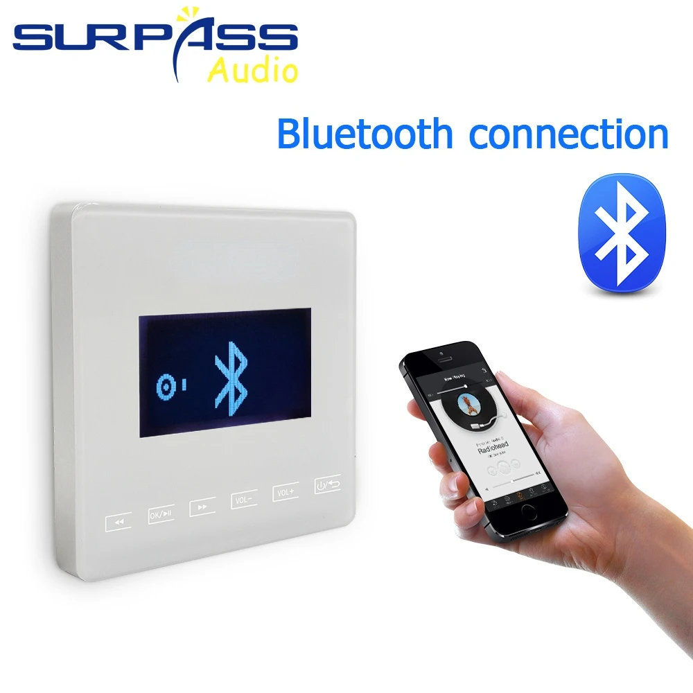 Nuevo amplificador de pared Bluetooth Mini amplificador bluetooth sistema de Audio para el hogar tecla táctil reproductor de música de fondo conectar a TV SURPASS