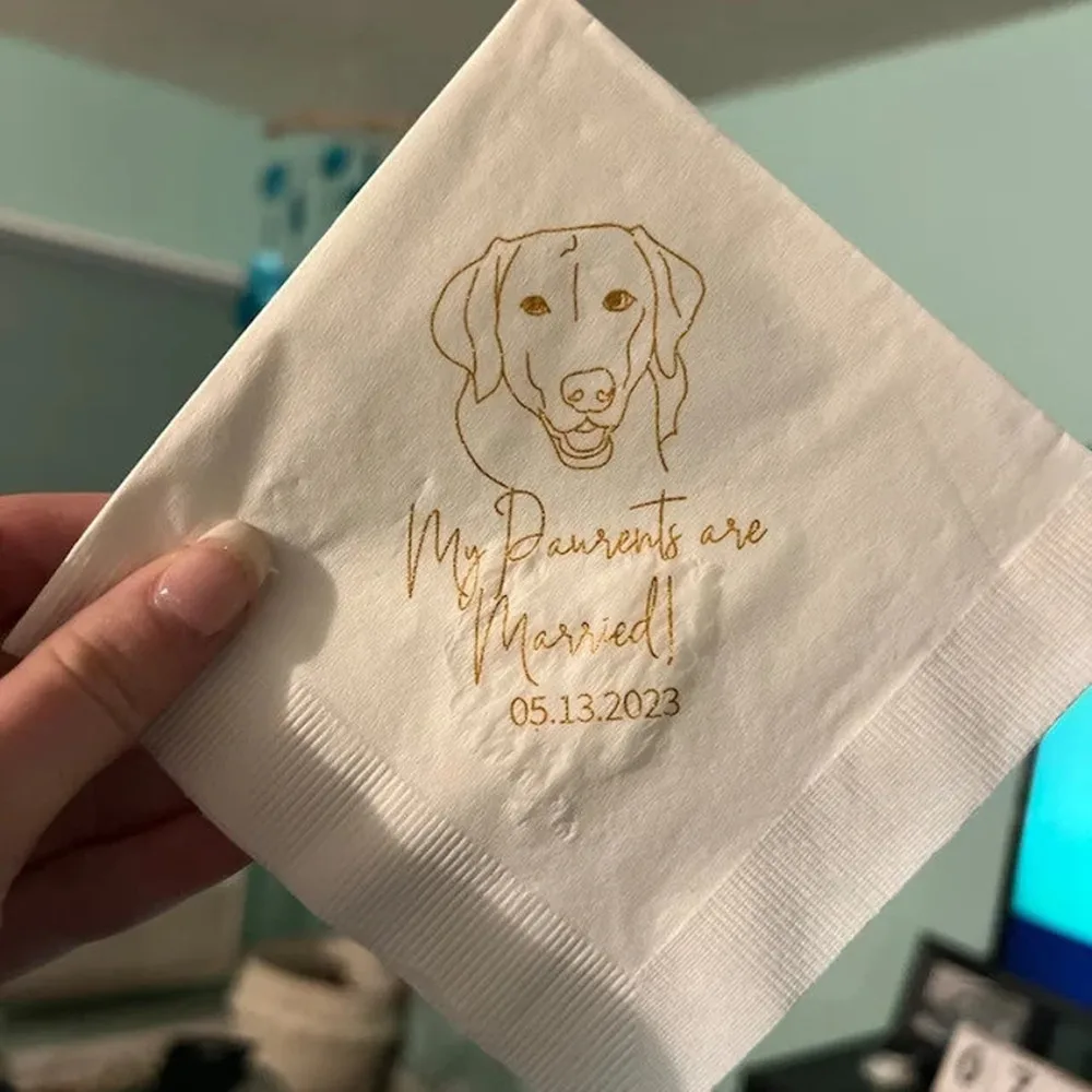 Guardanapos De Casamento Personalizado, Guardanapo Pet Beverage Personalizado, Guardanapos De Papel, Meus Pais São Casados, 24x24