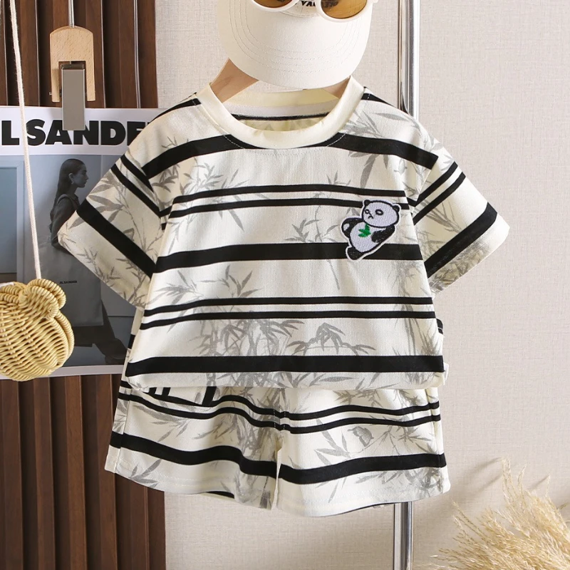 

New Summer Baby Boys Clothes Children T-Shirt Shorts 2Pcs/Set Kids Girls Clothing Suit Infant Striped Costume Toddler Tracksuits