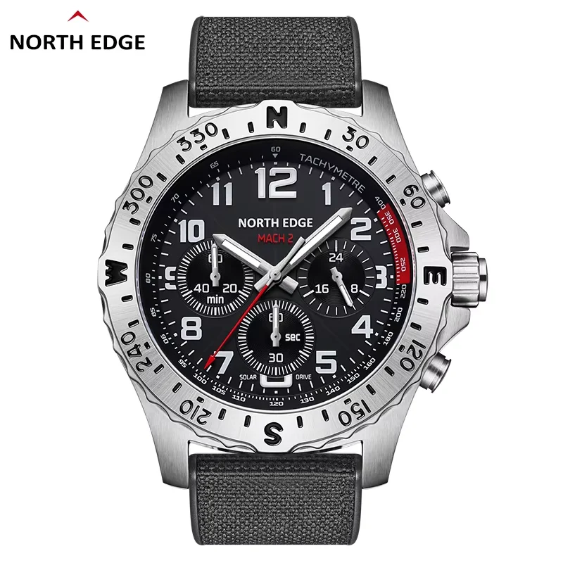 Мужские спортивные умные часы NORTH EDGE Mach 2, новая модель с водонепроницаемым IP67, уличная подсветка круглой формы на солнечной энергии