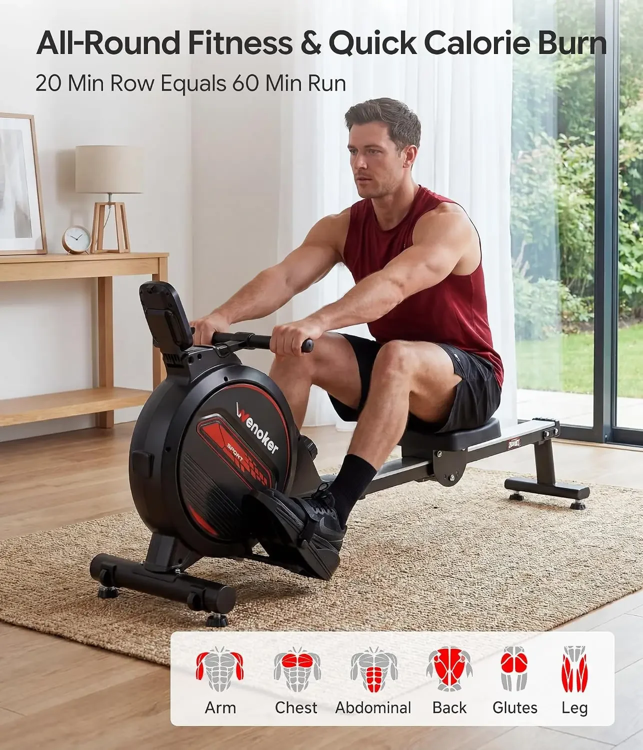 Magnetic Rowing Machine for Home,Quiet & Smooth,Full Body Workout, Customized