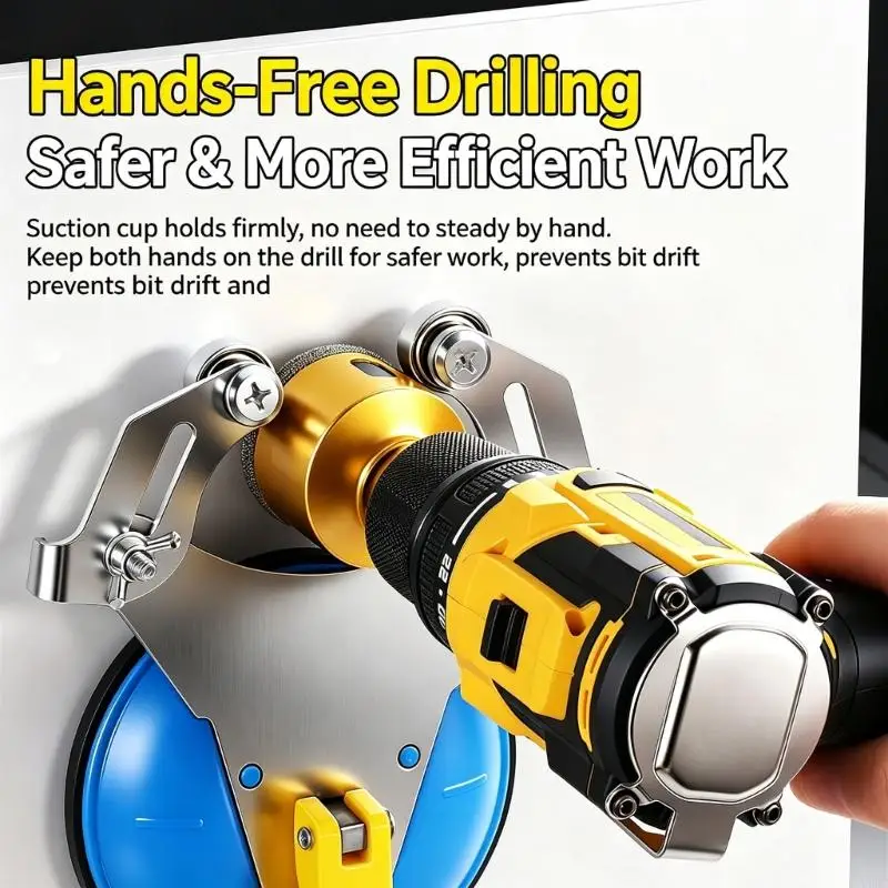Tile Drill Guide Set with Suction Cup Bases and Lever-Operated Mounts, Two Positioning Tool for Tile, Glass, Marble, and