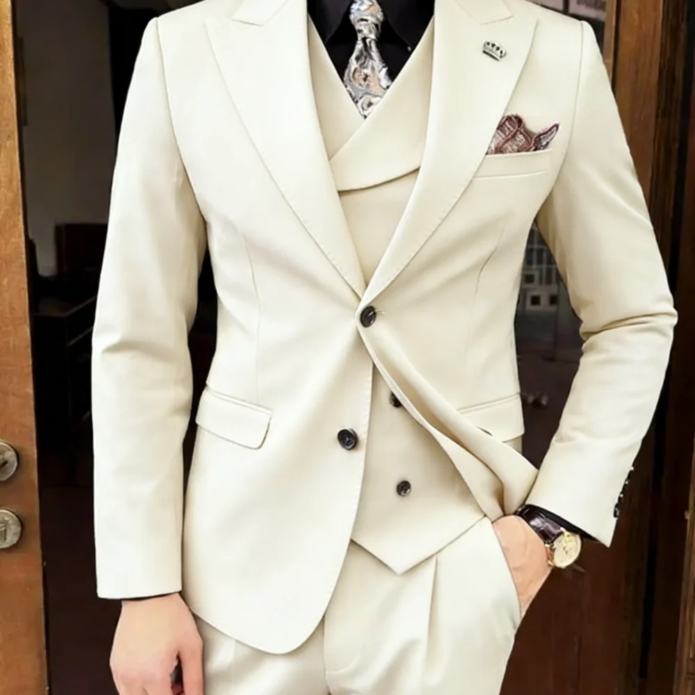 

Men's Wedding Tuxedo Best Selling Peak Lapel Single Breasted Formal Smoking Suit for Groomsmen Dance Ball