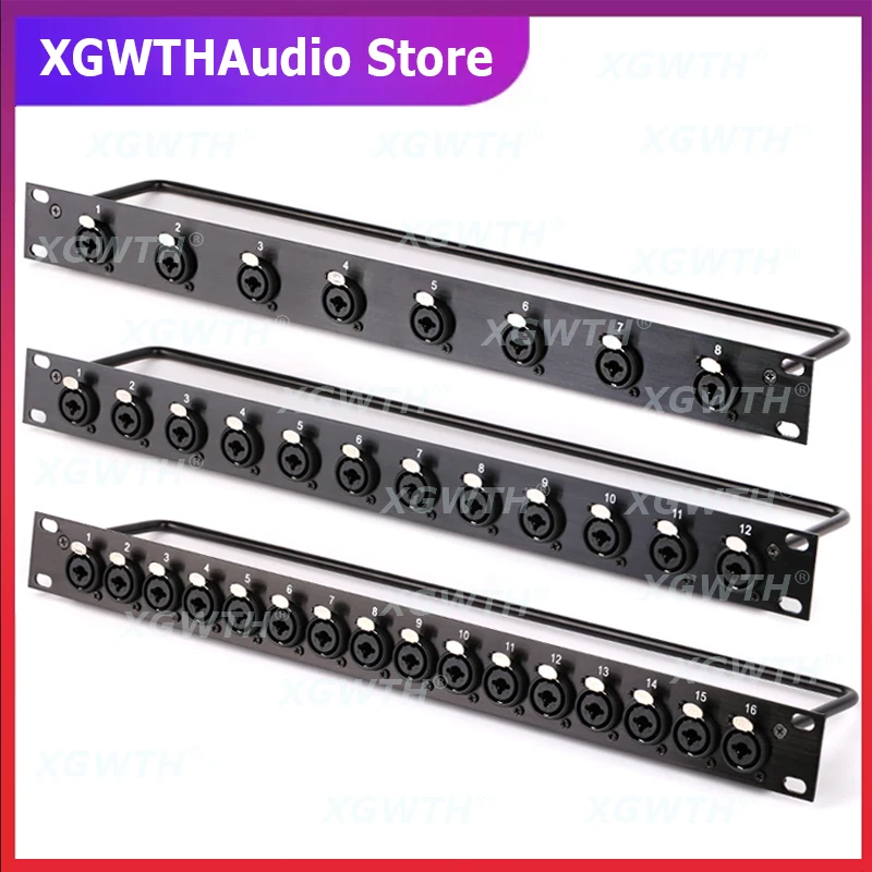 

Rack Patch Panel 8 12 16 Way 3 Pole XLR Female Chassis Connnector 1U Flight Case Mount For Professional Loudspeaker Audio Cable