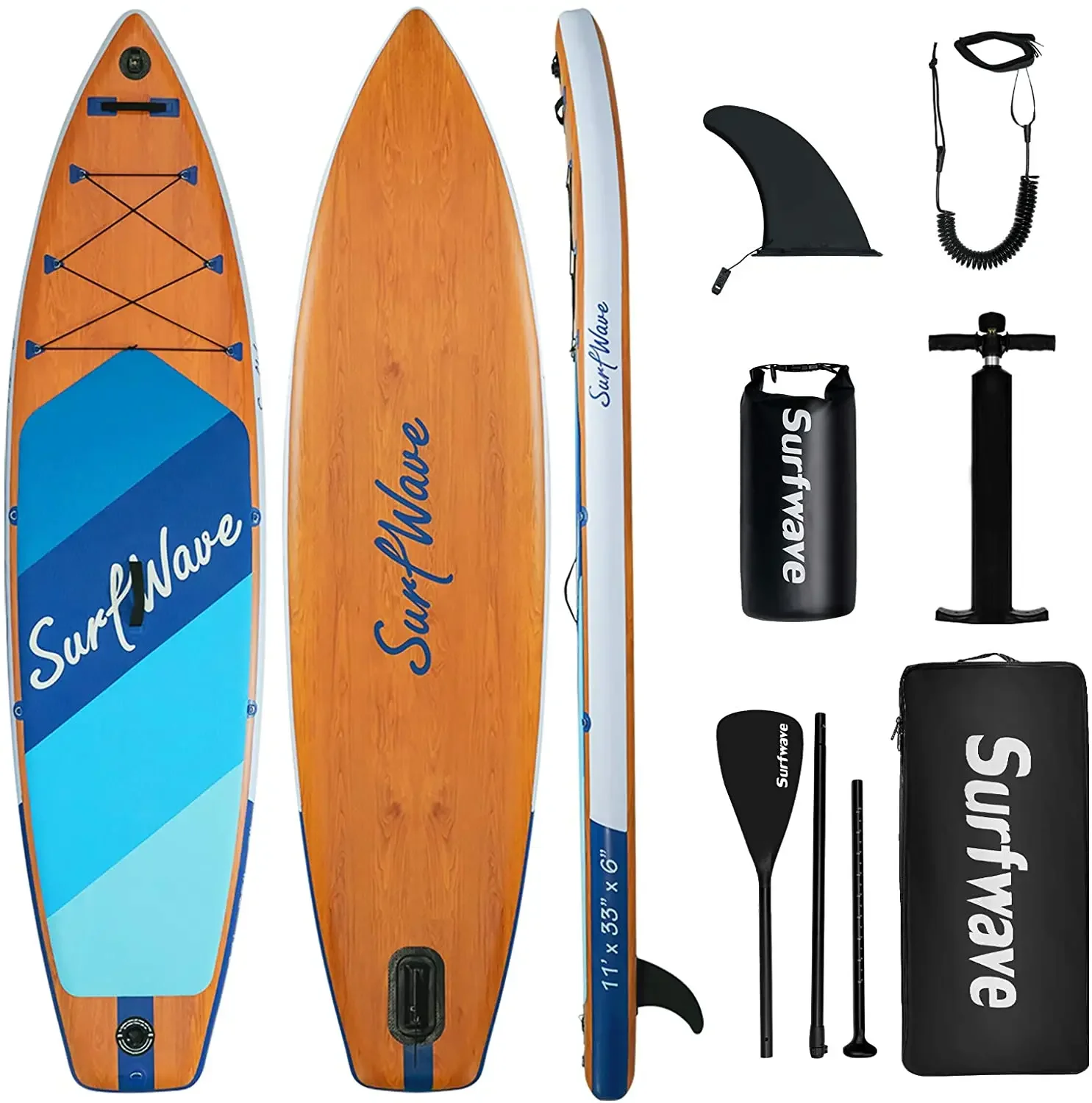 Ready To Ship New Wooden OEM Factory Custom High End Inflatable Boards Surfing Inflated Stand Up Paddle Board