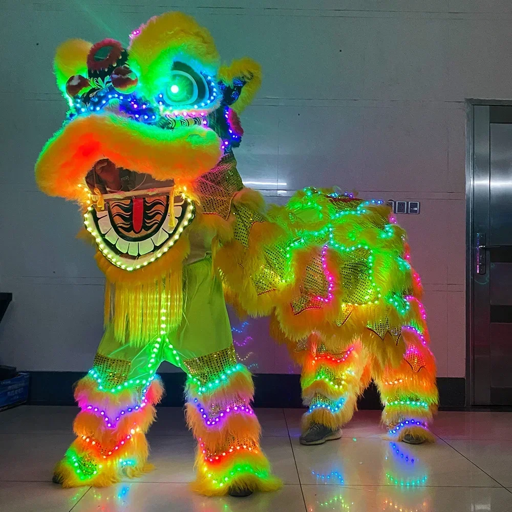 LED Lion Amusement Park Performance Lion Dance Props Chinese Traditional Festival Double Led Light Lion Dance South Costume Suit