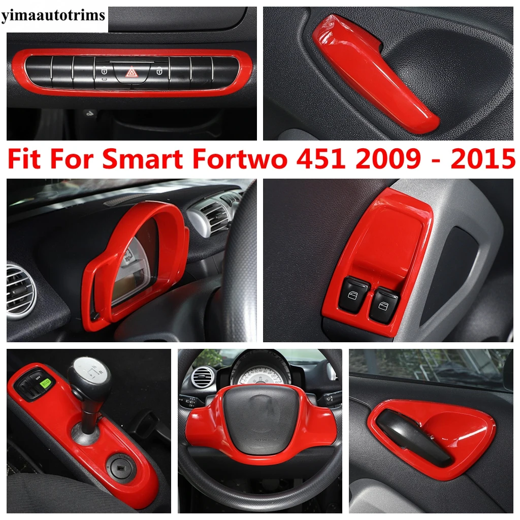 

Red Hand Brake / Steering Wheel / Window Lift / Handle Bowl / Warning Lamp Cover Trim Accessories For Smart Fortwo 451 2009-2015