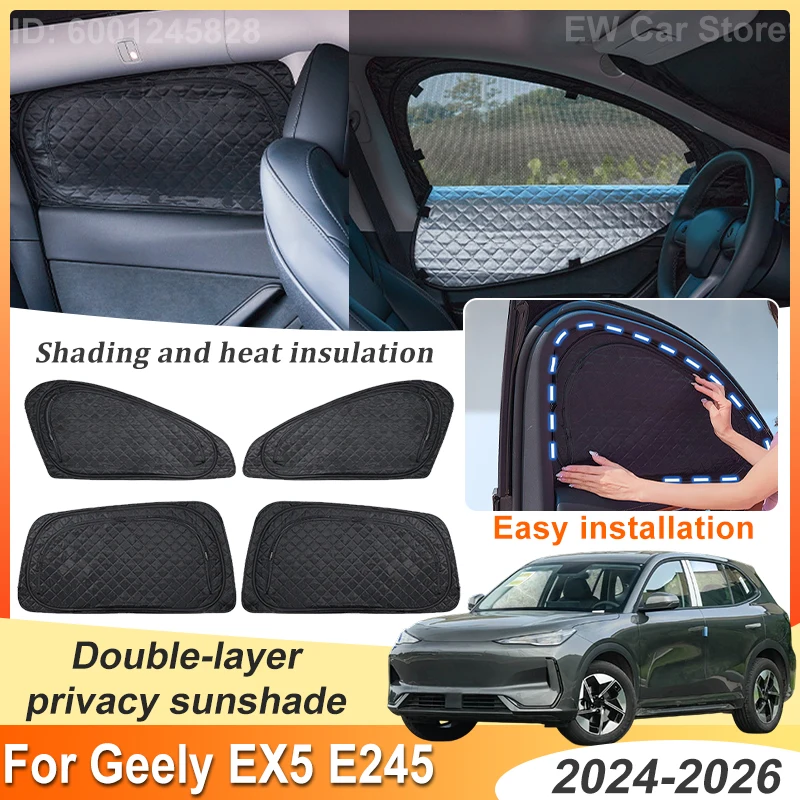 

For Geely EX5 E5 E245 Accessories 2026 2025 2024 Car Double-layer Mesh Sunshade Sunscreen Window Windshield Sun Shade Visor Part