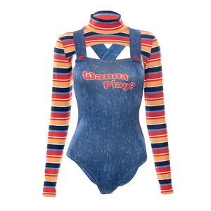 النساء 2 قطعة هالوين ازياء مخيف كابوس دمية قاتلة تريد أن تلعب فيلم شخصية بدلة تشاكي دمية تأثيري مجموعة زي أفضل 8 مبيعات نسائية تشاكي فانسي - No6