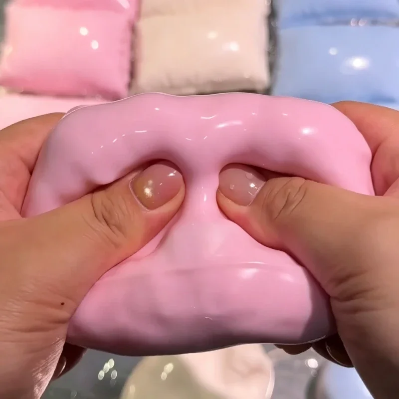 Knuspriges Kissen, weicher Stressball, Fidget-Spielzeug, knuspriges Quetschspielzeug, runde, gefüllte Blöcke, ASMR, Anti-Stress-Entspannung, Handentspannungsgeschenk – Detail 3