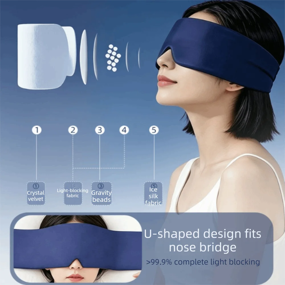 Soft Smooth Fabric Gravity Sleep Eye Mask Gentle Touch Balanced Gentle Weight Gravity Eye Mask Portable Slim Size Flexible Edge