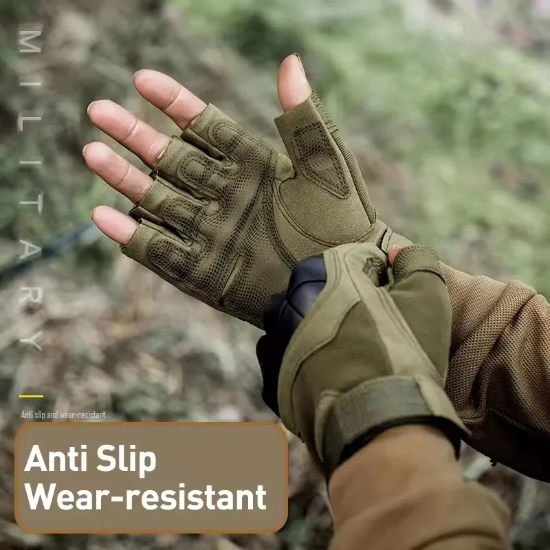 Men's WoMen's Summer Tactical Gloves Half Finger Reinforced Palm Durable Anti-Slip Protective Military Style for Hunting Cycling