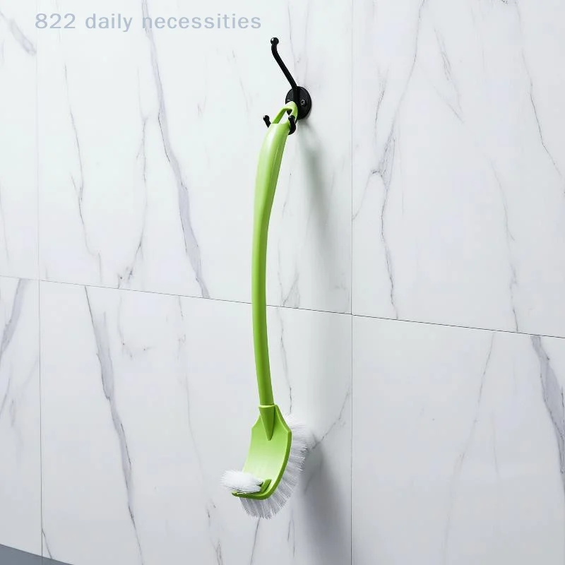 convenientCurved Toilet Brush Non-slip Long Handle Stiff Dense Bristles Reusable Toilet Cleaning Tool for Daily Household Chores