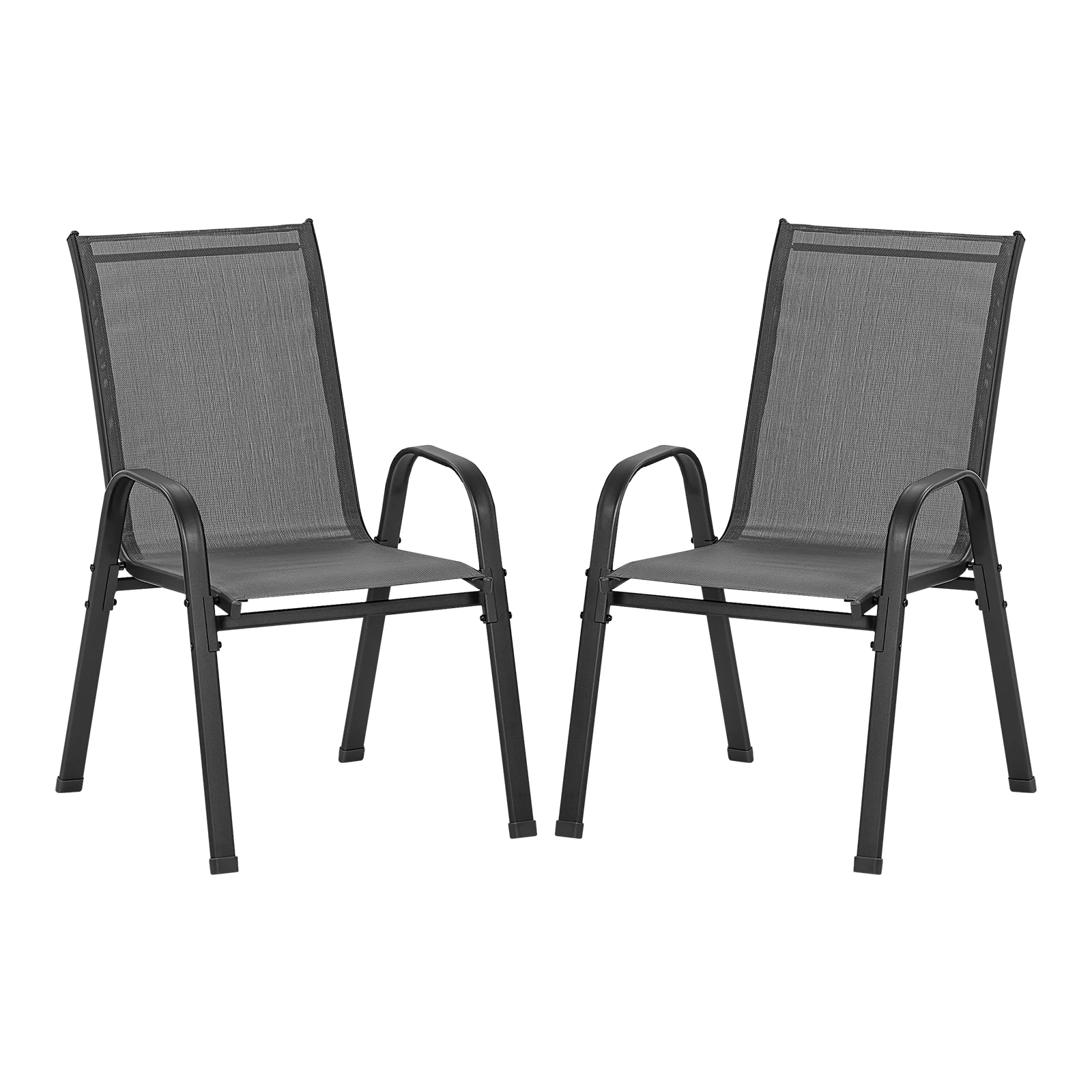 WOLTU 2/4-teiliges Gartenstuhl-Set, dunkelgrau, stapelbare Sitzgarnitur, Outdoor-Sessel mit Armlehnen und Rückenlehne für Garten, Terrasse, Balkon