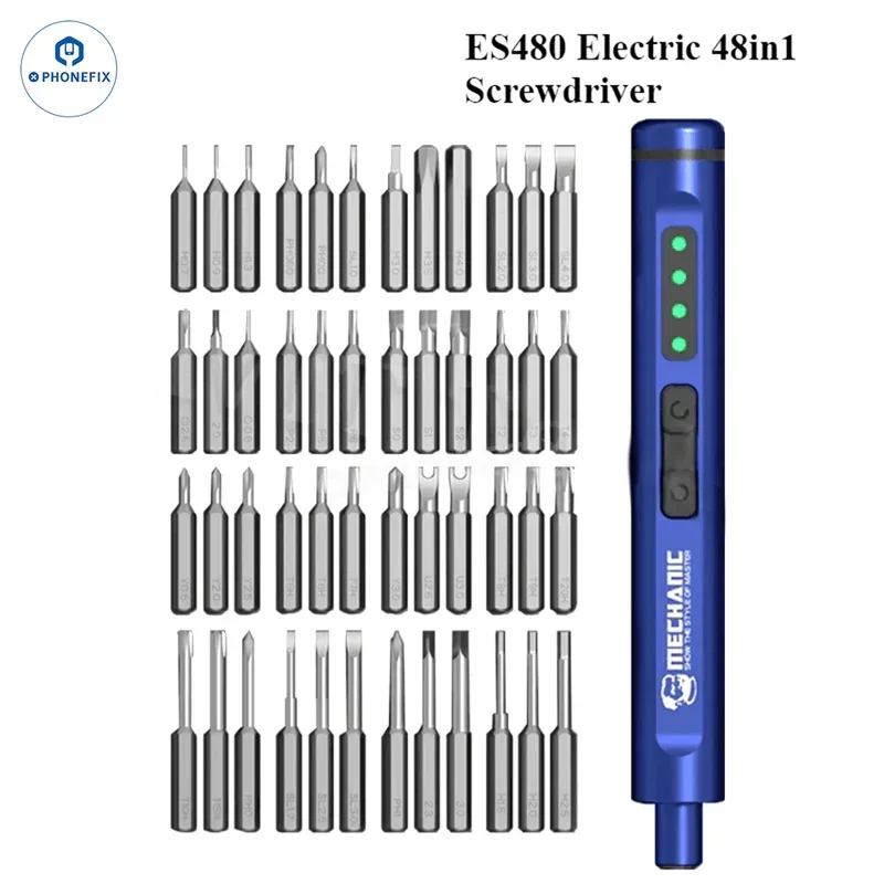 Mechanic ES480 Electric Screwdriver with 48pcs A2 Alloy Steel Bits LED Lighting for Computer Phone Dismantling Repair Tools Kit