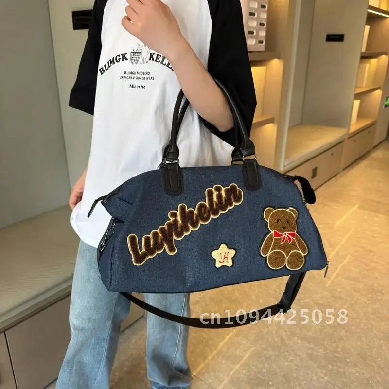 

Travel bag large size luggage denim women's shoulder crossbody bag bolsas bag para fitness tote bag mujeres handbags coach