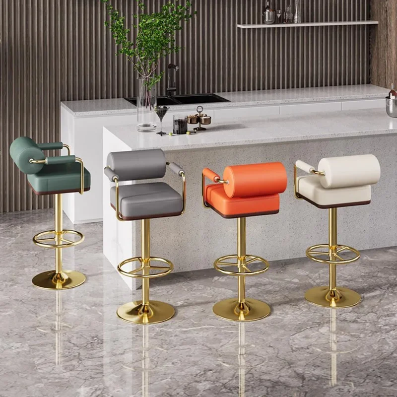 Luxury Adjustable Bar Chairs Arm Rest Nordic Counter Height Bar Stool Modern Swivel Silla Bar Cocina Restaurant Furniture