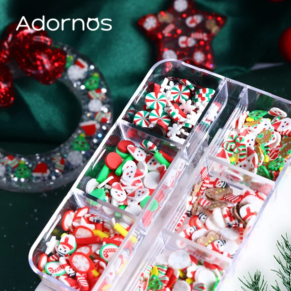 Mixed Christmas Polymer Clay Slices Epoxy Resin Filling Xmas Tree Snowman Resin Flakes Christmas Gifts DIY Crafts Jewelry Making