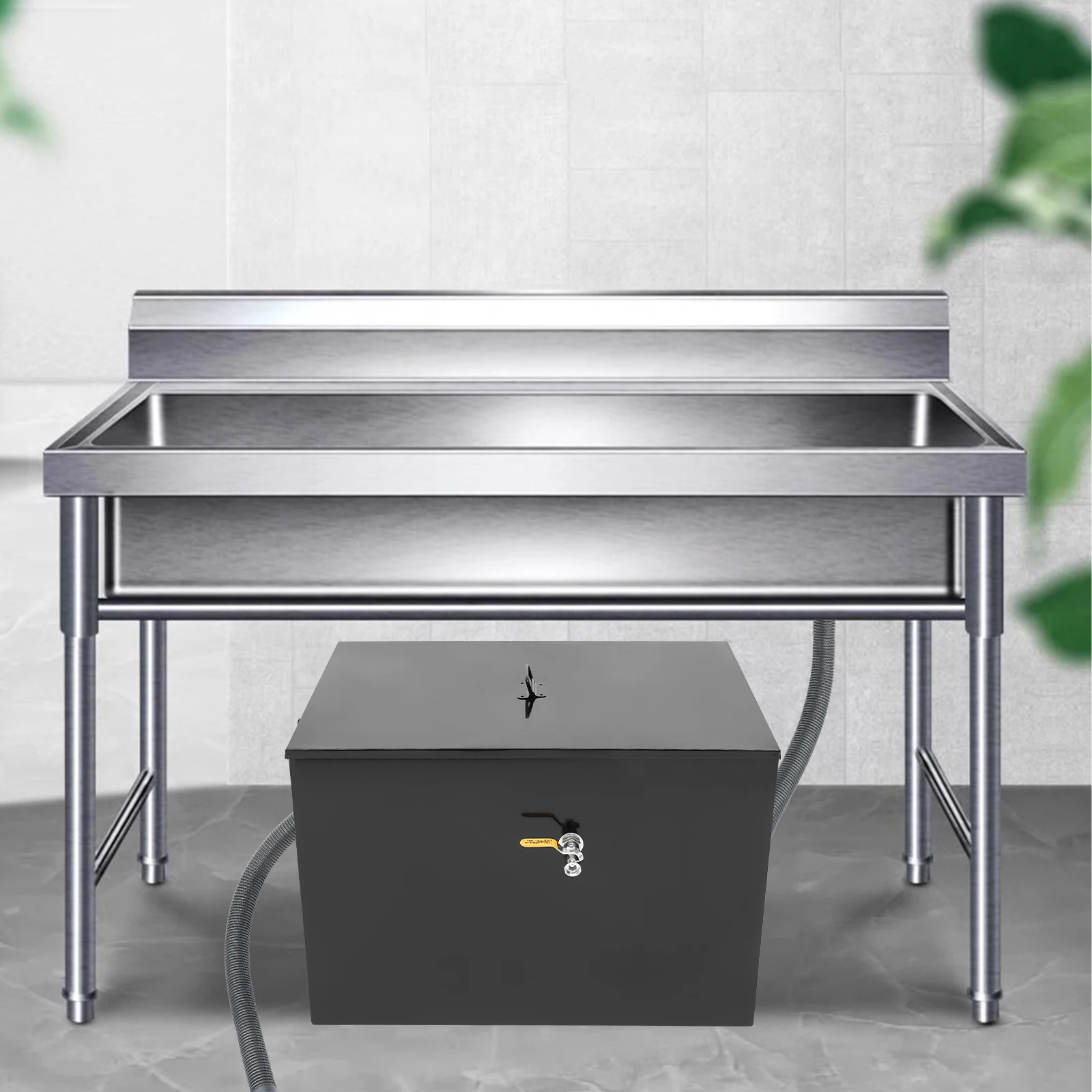 50ポンド 27.17×18.9×18.5インチ 業務用グリーストラップ 炭素鋼製排水フィルター グリーストラップ グリーストラップ