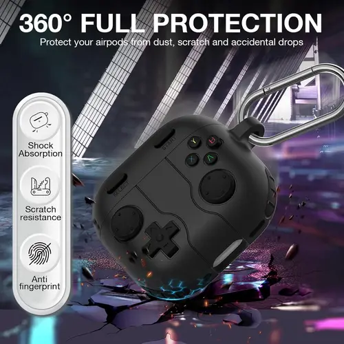 Imagen 2 del producto Funda protectora clásica para consola de juegos portátil, funda protectora de piel con llavero y cordón para AirPods 4, novedad de 2024