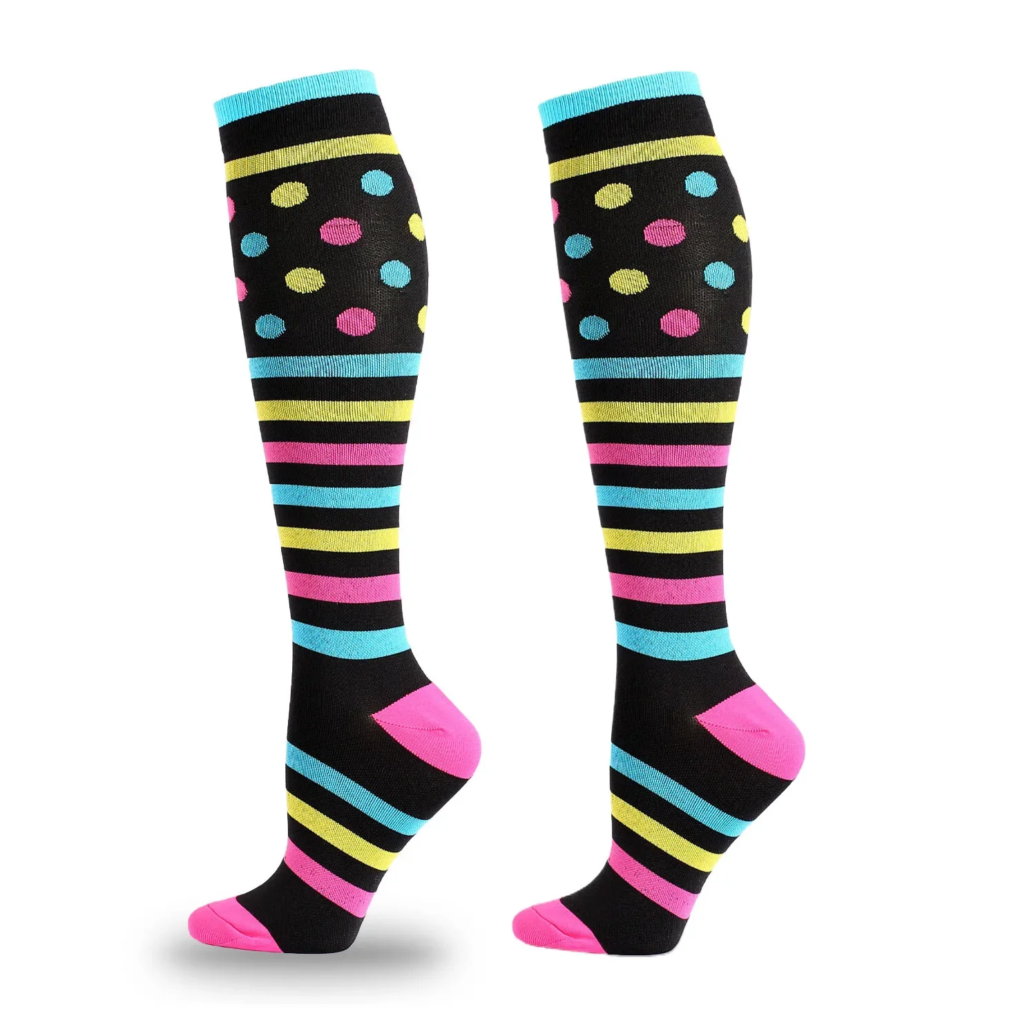 5 أزواج من الجوارب الرياضية الضاغطة للرجال والنساء لركوب الدراجات والجري وكرة القدم وكرة السلة والتزلج وممارسة الأداء