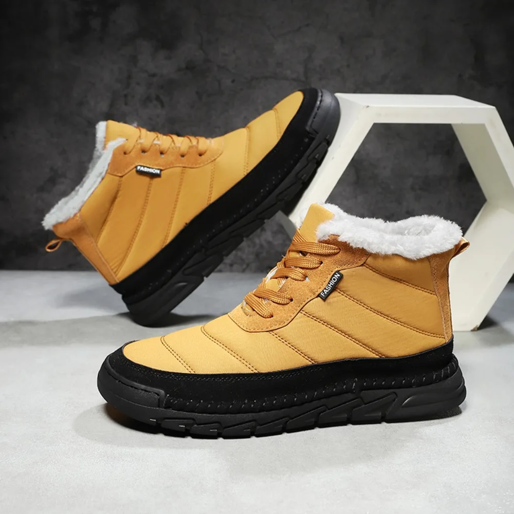 Мужские зимние ботинки больших размеров, уличная плюшевая теплая походная повседневная рабочая обувь, противоскользящие износостойкие мужские спортивные ботильоны