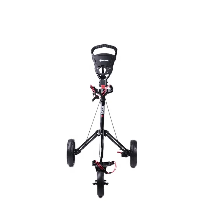 HOWTRUE Hot Sales Small Folding Push Pull Cart New Design Aluminum Alloy Black 3 Wheel Golf Trolley