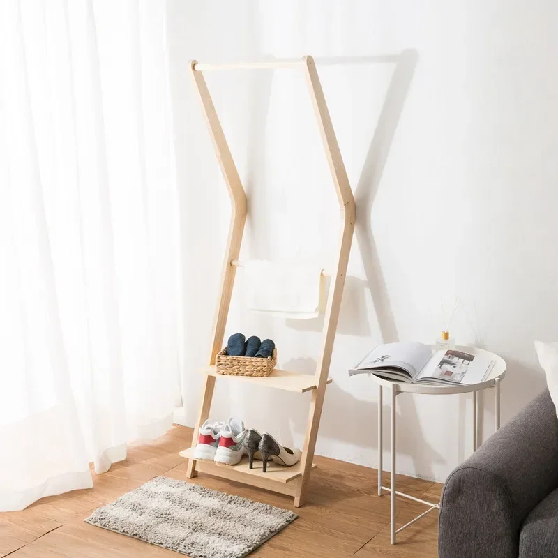 

Nordic wood coat and hat rack beech wood landing wall hanging hanger style simple towel rack bath towel rack ladder hanger