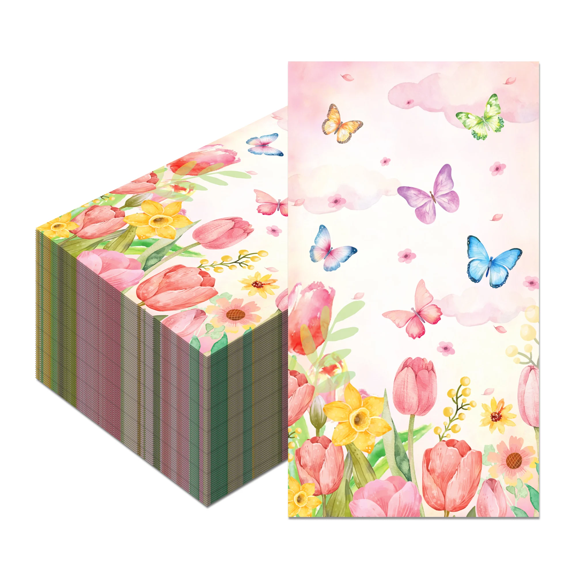 60pcs Disposable Paper Guest Towels Soft Watercolor Floral Butterfly Pattern Napkins Sweet Spring Ladies Gathering Table Decorat
