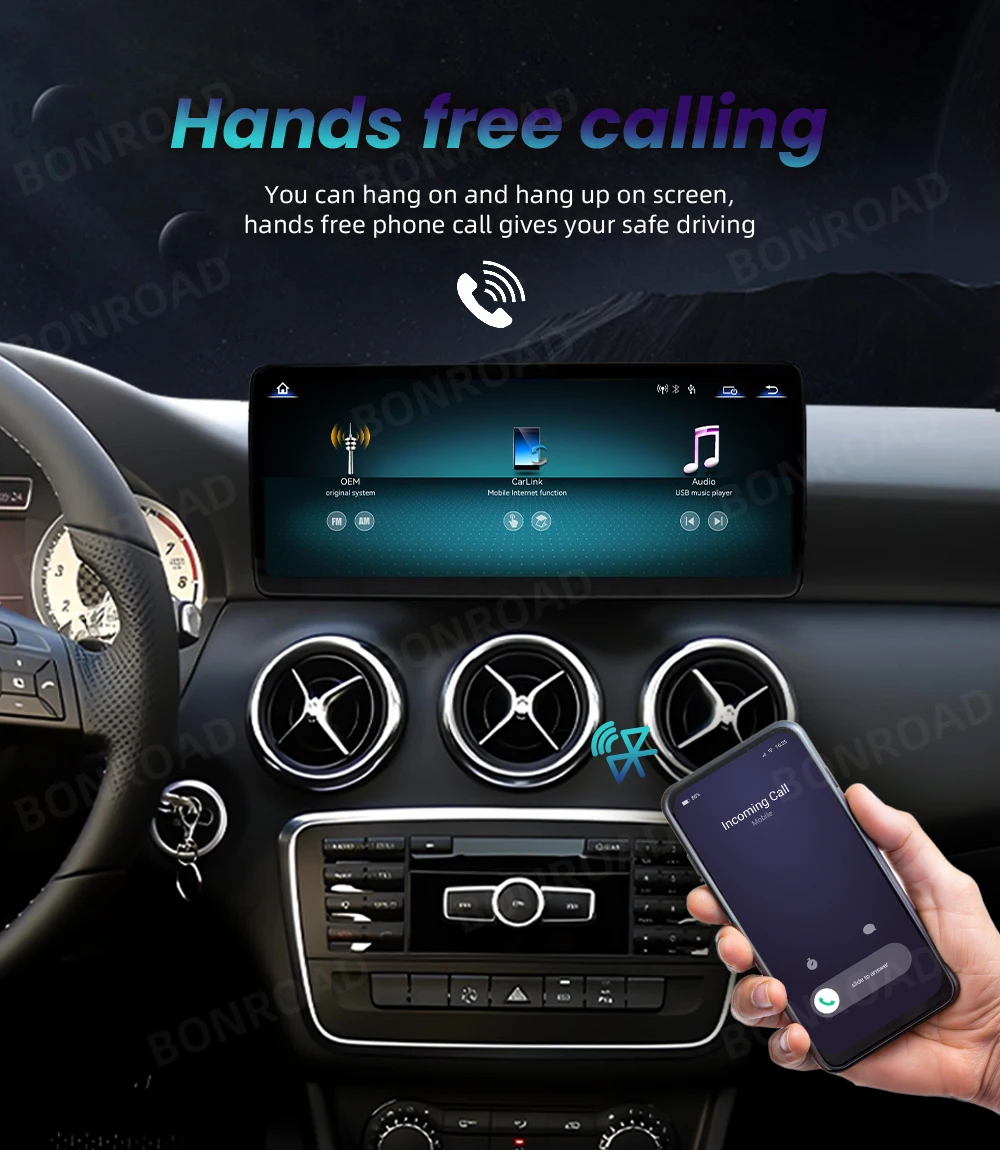 BONROAD 2400*900 12,3 Zoll Touchscreen Ultra-Dünnes Auto-Multimedia-System mit Wireless CarPlay, Android Auto, Radio, GPS für Mercedes Benz C GLC V W204 W205, GPS-Display, Navigation, Stereo, Mirrorring, Airplay, Autolink – Detail 4