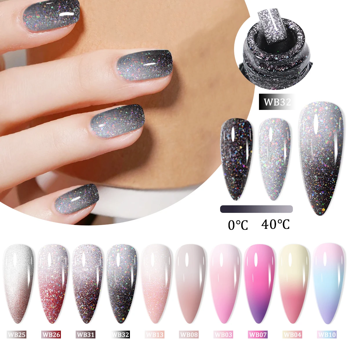 Faandin 5 قطع/مجموعة 7 مل * 5 قطع، تأثير الطلاء السميك أفضل عند تغيير درجة الحرارة، عصرية وملونة، مجموعة طلاء أظافر جل متغيرة درجة الحرارة، هدية مثالية، جل طلاء الأظافر، سهل الإزالة، شراء بالجملة لصالونات الأظافر، جل طلاء الأظافر #5