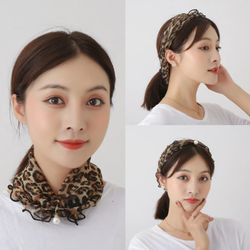 

Fake Pearl Pendant Organza Neck Collar Chiffon Scarves Lace Pearls Scarf Print Shiny Variety Scarf Clothing Accessories